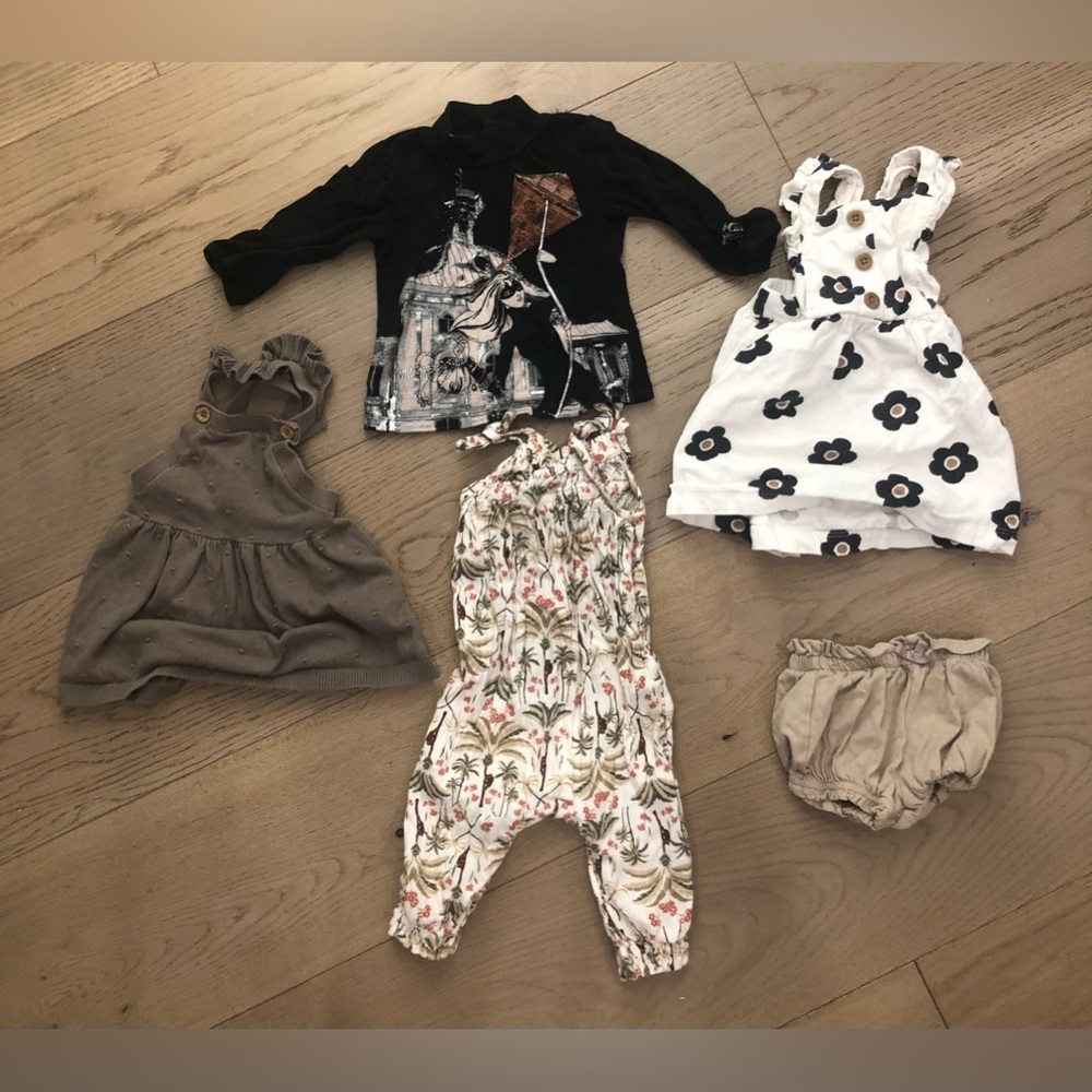 Baby bundle! John Galliano long sleeve, 2 dresses, 1 undies, 1 jumpsuit | 6-9M